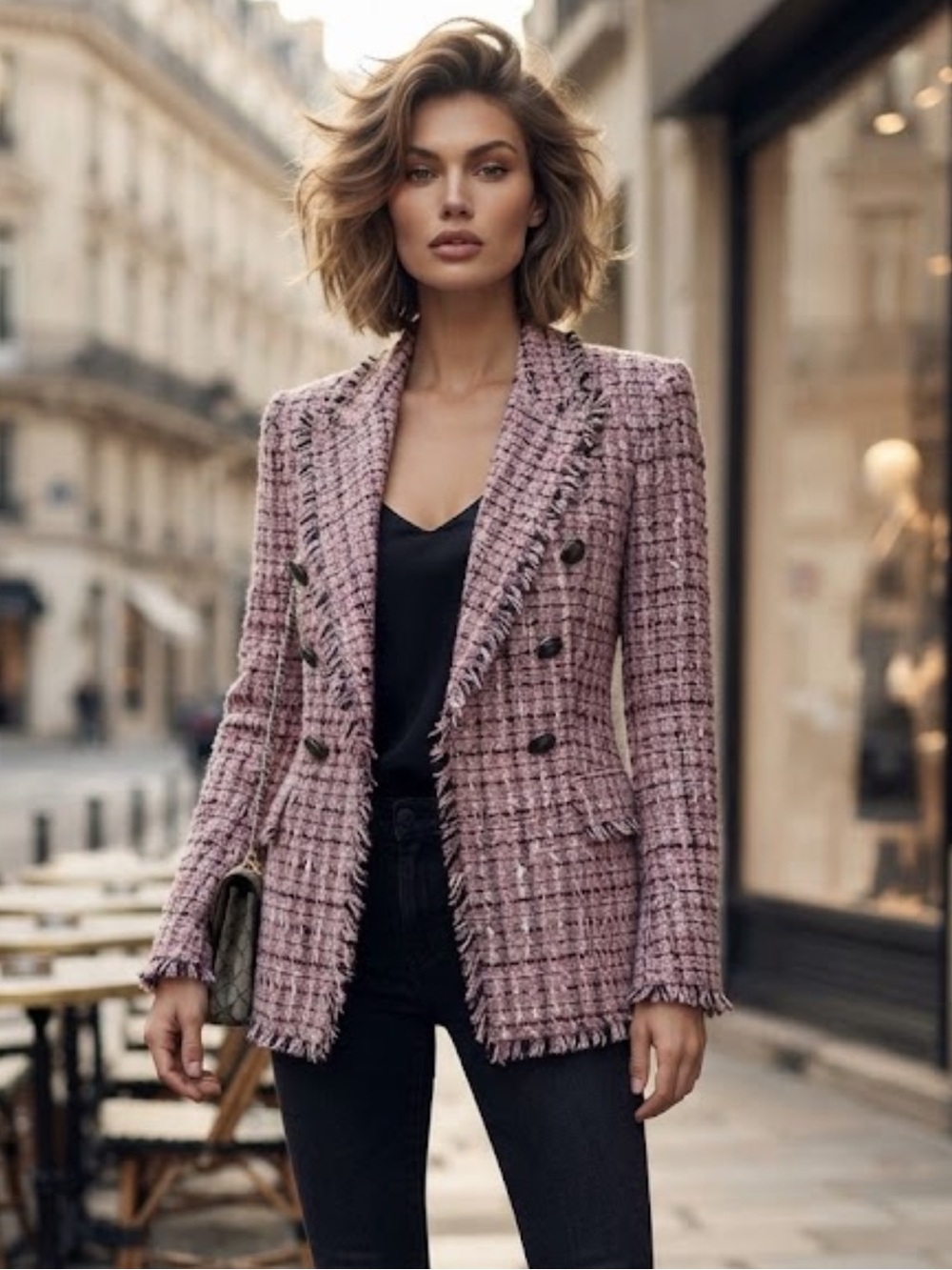 NWOT Tahari Women’s Feminine Tweed Woven Double Breasted Blazer
